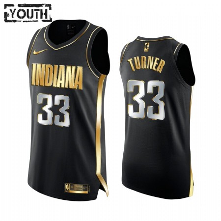 Dres Indiana Pacers Myles Turner 33 2020-21 Crna Golden Edition Swingman - Dječji